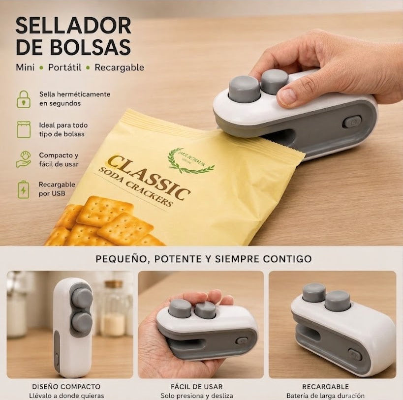 Sellador de bolsas mini portatil