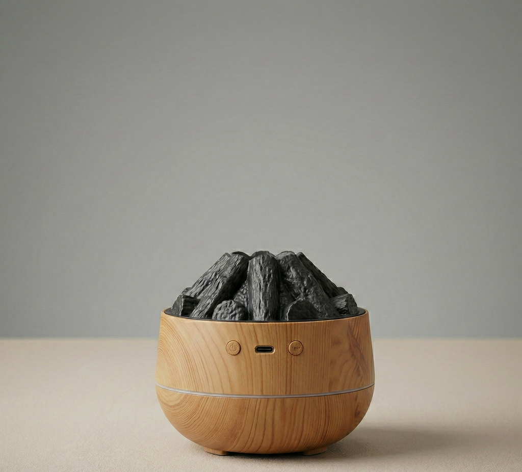 Humidificador  Diseño fogata simil madera