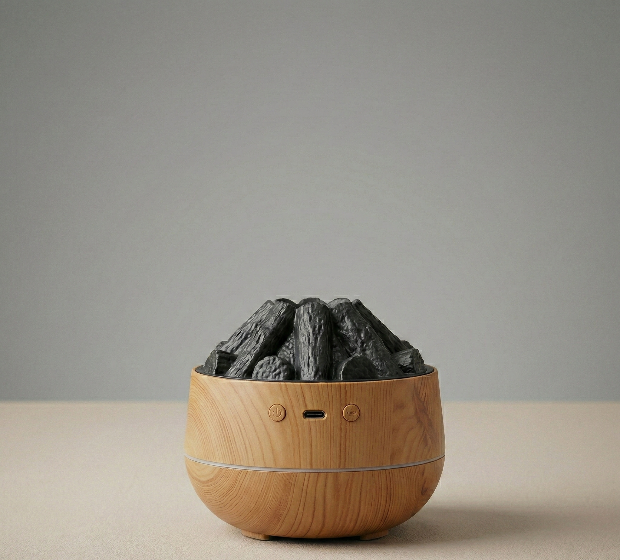 Humidificador  Diseño fogata simil madera