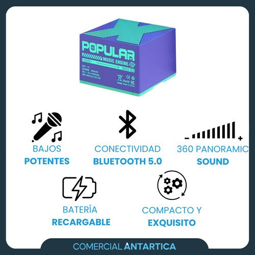 Mini Parlante Bluetooth Portatil color Azul